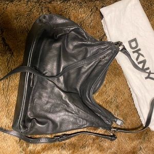 DKNY soft slouchy black leather bag